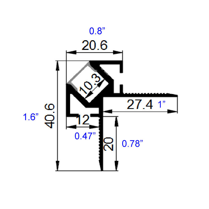Outside Corner Tile LED Strip Profile For 10mm Light Tape Outside Corner Tile LED Strip Profile For 10mm Light Tape